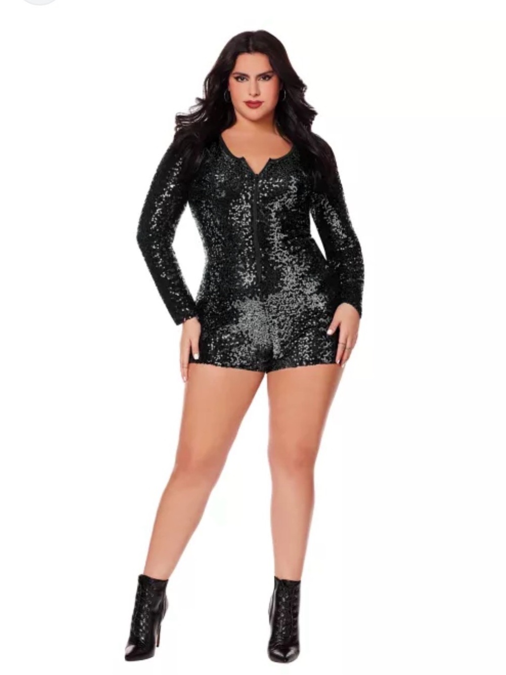 Sequins Black Romper Hallowing Costume Nightclub Concert Night Size XL